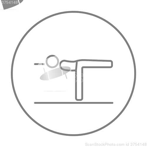 Image of Man practicing yoga line icon.