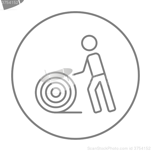 Image of Man with wire spool line icon.