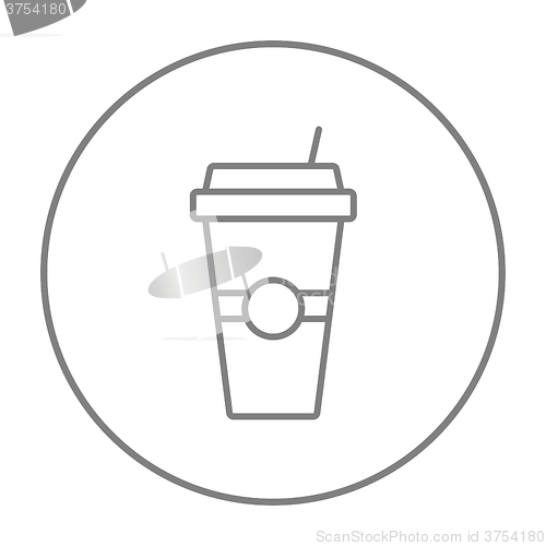 Image of Disposable cup with drinking straw line icon.