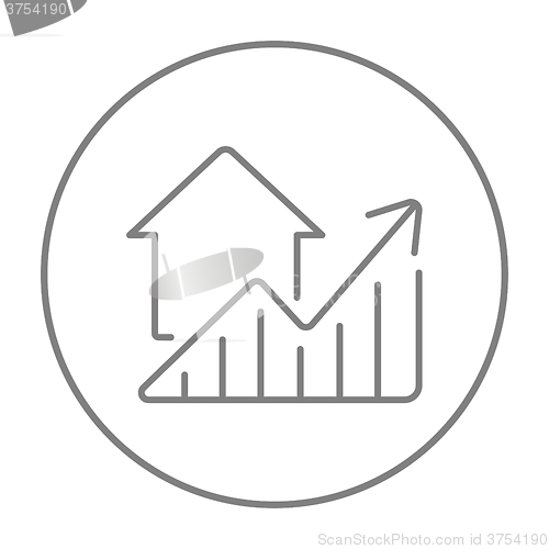 Image of Graph of real estate prices growth line icon.