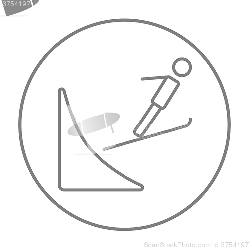 Image of Ski jumping line icon.