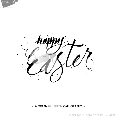 Image of Happy Easter lettering write with brush pen