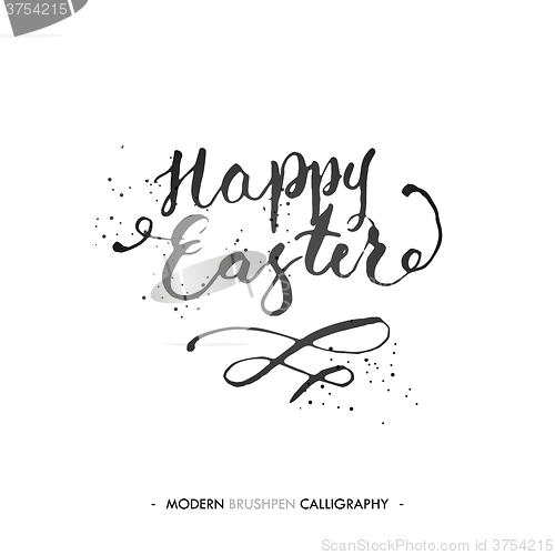 Image of Happy Easter lettering write with brush pen