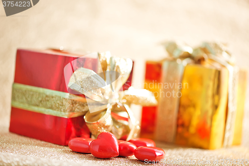 Image of presents and hearts