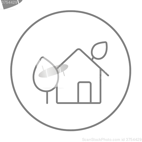 Image of Eco-friendly house line icon.