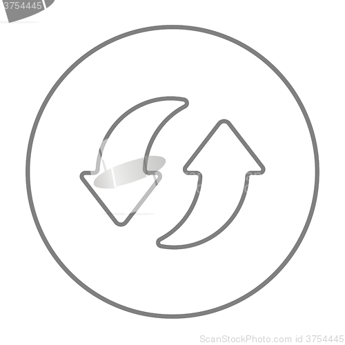 Image of Two circular arrows line icon.