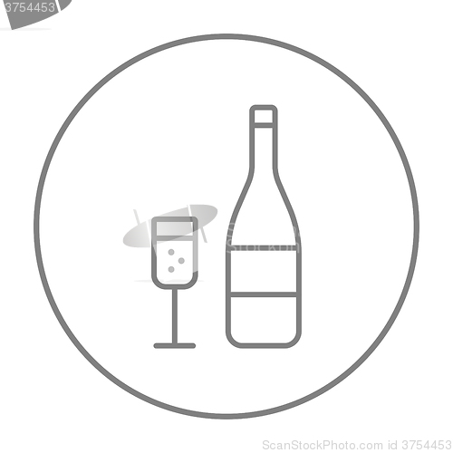 Image of Bottle of champaign and glass line icon.