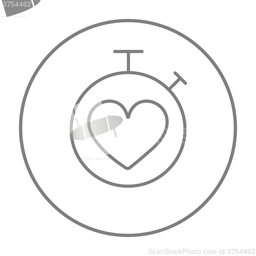 Image of Stopwatch with heart sign line icon.