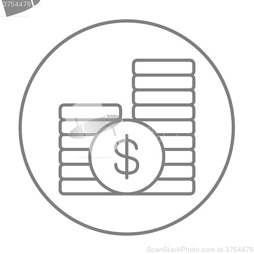 Image of Dollar coins line icon.