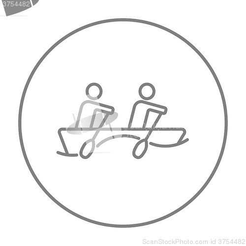 Image of Tourists sitting in boat line icon.