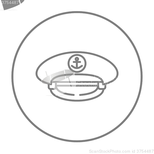 Image of Captain peaked cap line icon.