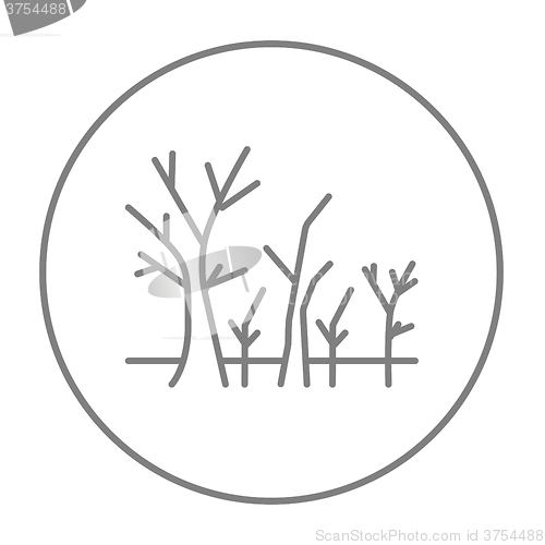 Image of Tree with bare branches line icon.