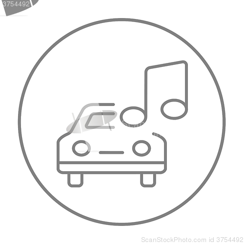 Image of Car with music note line icon.