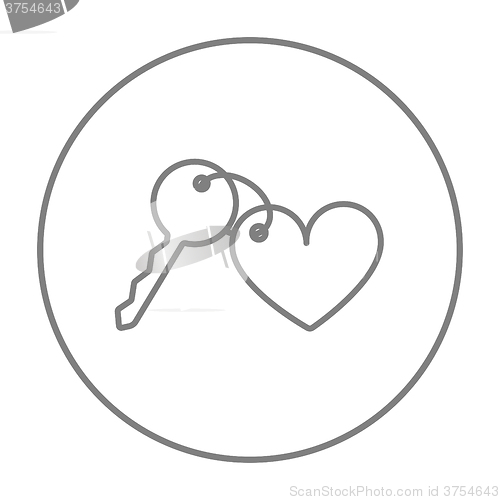 Image of Trinket for keys as heart line icon.