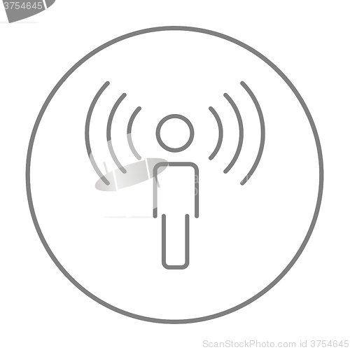 Image of Man with soundwaves line icon.
