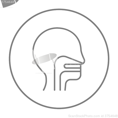 Image of Human head with ear, nose, throat system line icon.