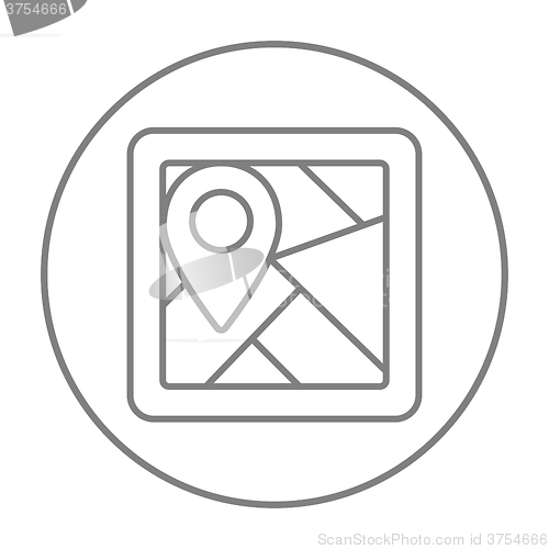 Image of Map with pointer line icon.