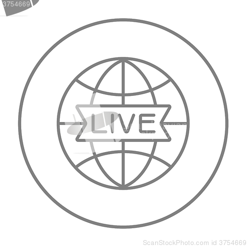 Image of Globe with live sign line icon.