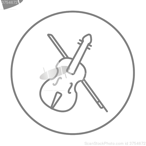 Image of Violin with bow line icon.