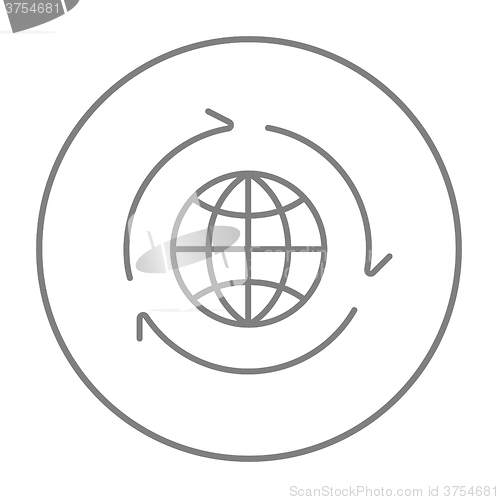 Image of Globe with arrows line icon.