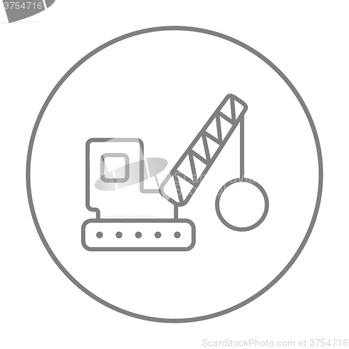 Image of Demolition crane line icon.