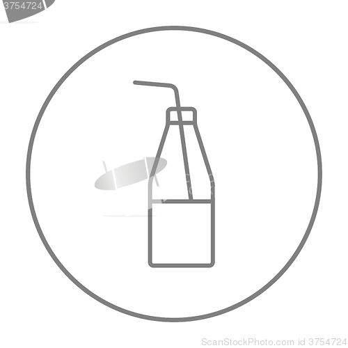 Image of Glass bottle with drinking straw line icon.