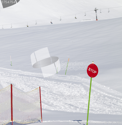 Image of Closed ski slope with stop sign