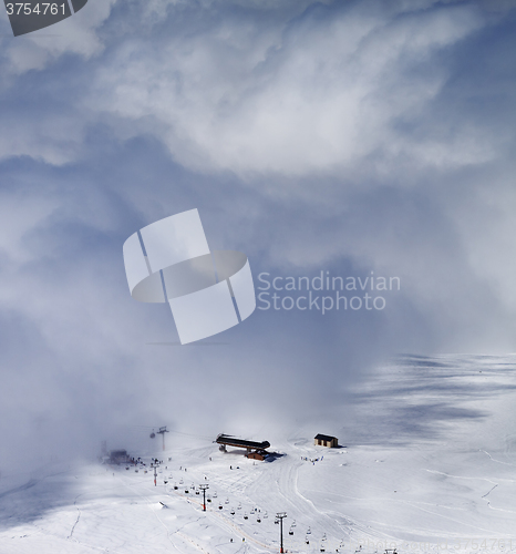 Image of Ski resort in clouds