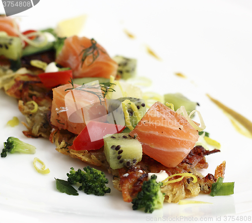 Image of Fried potato cakes with smoked salmon