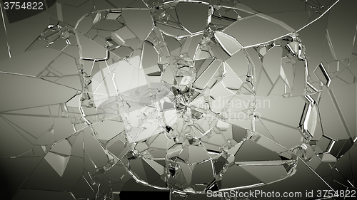 Image of Pieces of cracked glass on white