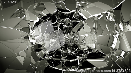 Image of Pieces of splitted or cracked glass on white