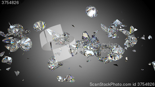 Image of Shattered and cracked diamond or gemstones 