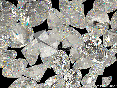 Image of Diamonds or jewelry gemstones on black 