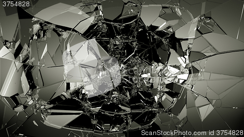 Image of Glass breaking and shatter on black