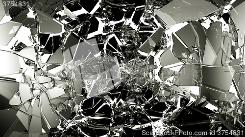 Image of Broken and cracked glass isolated on white