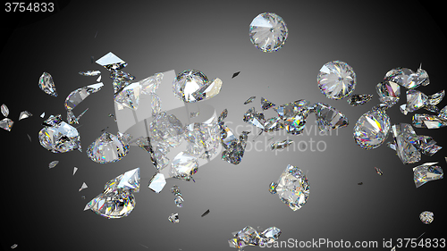 Image of Broken and cracked diamonds or gemstones 