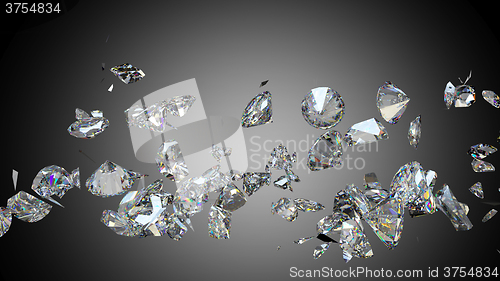 Image of Broken and shattered diamonds or gemstones 