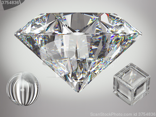 Image of Large diamond with sparkles on gradient gray