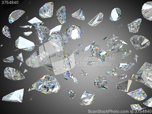 Image of Broken and shattered large diamonds or gemstones