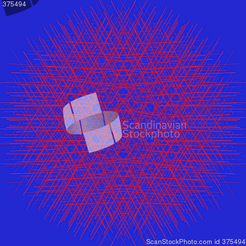 Image of red design on blue