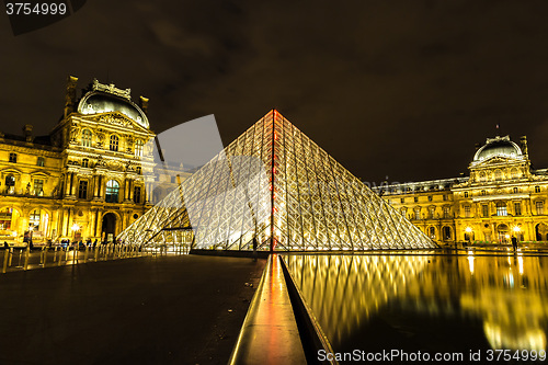 Image of The Louvre at night in Paris