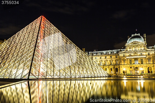 Image of The Louvre at night in Paris