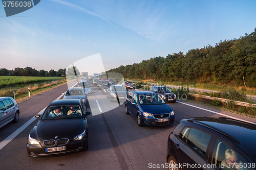Image of Traffic jam on a freeway in Denmark