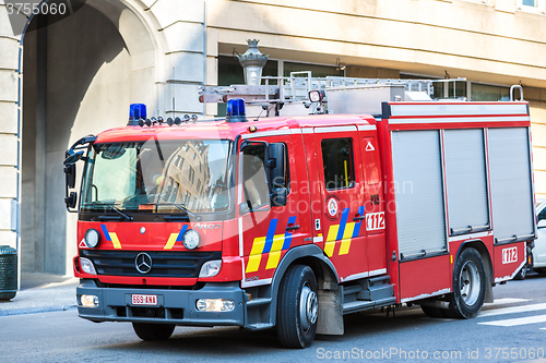 Image of Red fire truck in Brussel