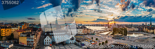 Image of Scenic summer night panorama of  Stockholm, Sweden