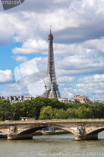 Image of Seine and Eiffel tower  in Paris