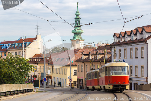 Image of Red tram in Bratislava