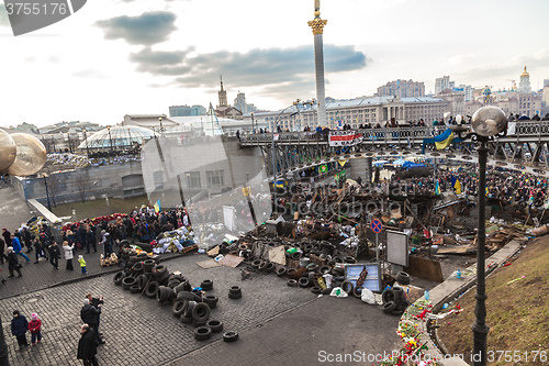 Image of Ukrainian revolution, Euromaidan after an attack by government f