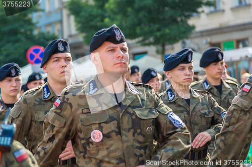 Image of Ssoldiers in a historical  part of Krakow