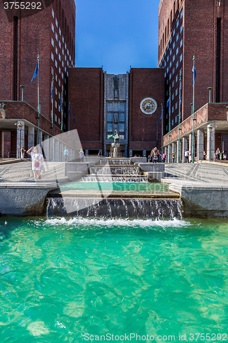 Image of City Hall and monuments in Oslo, Norway